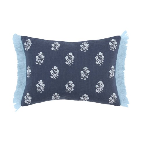 Large Throw Pillows, Grey Purple and Blue Lumbar Decorative Pillow