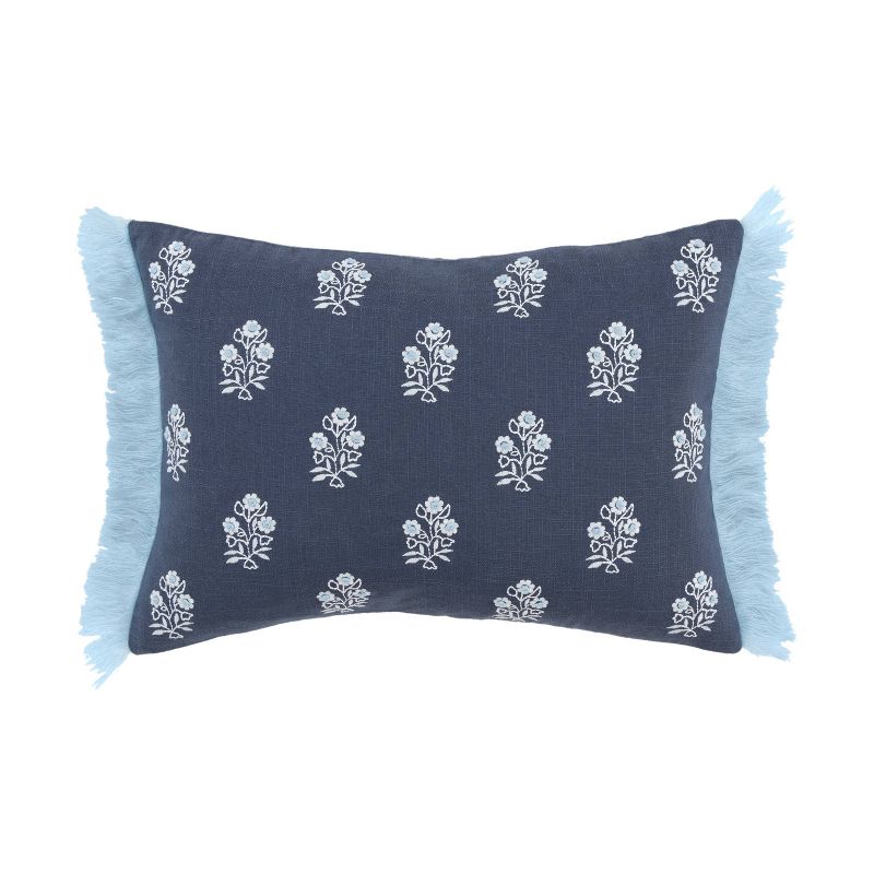 14&#34;x20&#34; Oversize Vintage Lumbar Throw Pillow Blue - Rizzy Home, 1 of 8