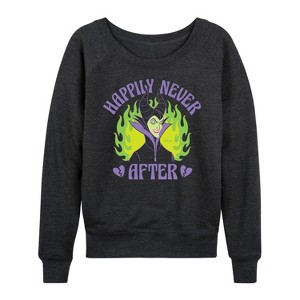 Women's - Disney Villains - Happily Never After Lightweight French Terry Wide Neck Long Sleeve Shirt - 1 of 4