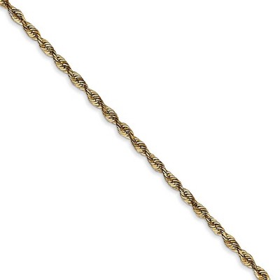 Black Bow Jewelry 2mm, 14k Yellow Gold Light Diamond Cut Rope Chain Necklace