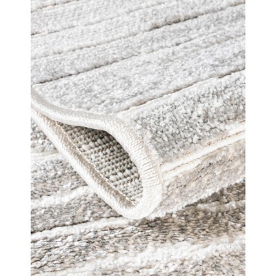 Light Gray Stripe Rectangular Outdoor Rug 8' x 10'