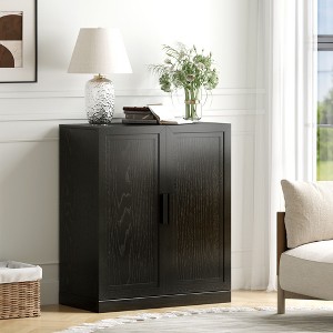 PexFix 36"x31"x16" Wood Accent Cabinet with Adjustable Shelves in Black - 1 of 4