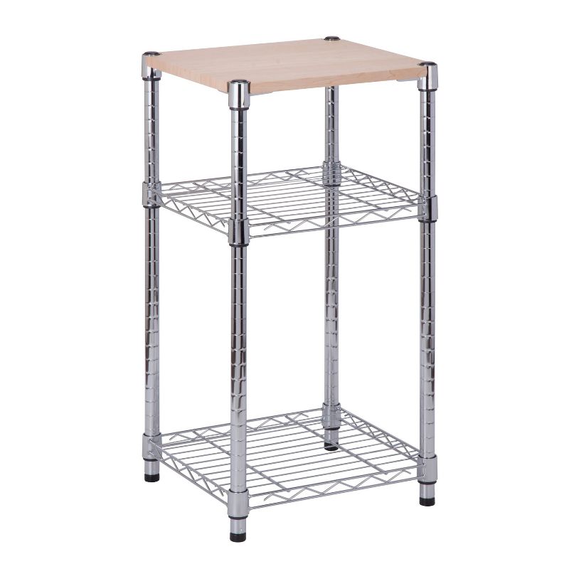 Honey-Can-Do 3 Tier Chrome Shelving Unit with Wood, 2 of 4