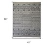 HomeRoots 4' X 6' Gray and Ivory Geometric Hand Knotted Area Rug - 3 of 4