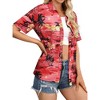 Nlife Womens Button Down Hawaiian Shirts Short Sleeve Floral Print Summer V Neck T-Shirt Casual Summer Beach Blouses Tops - 4 of 4