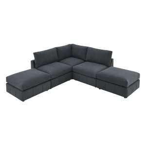 NicBex Modern L Shape Sectional Sofa Corduroy Armless Modular Couch with 2 Ottomans for Living Room and Office - 1 of 4