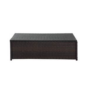 Palm Harbor Outdoor Wicker Coffee Table - Brown - Crosley: Steel Frame, Tempered Glass Top, UV & Weather-Resistant - 1 of 4