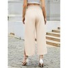 Womens Shirred Paperbag-Waist Pants High Waisted Pants with Pockets Side Slit Wide Leg Pants Waist Tie Knot Palazzo Trousers - 2 of 4