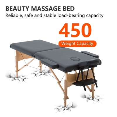Portable Black PU Leather Adjustable Massage Table with Foam Padding