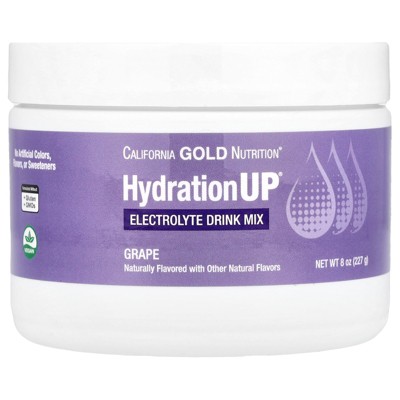 California Gold Nutrition HydrationUP®, Electrolyte Drink Mix with Vitamin D, Calcium, Iron and Potassium, Grape, 8 oz (227 g)