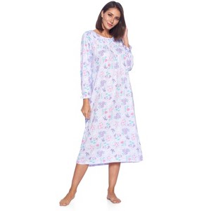 Casual Nights Women's Long Floral & Lace Henley Nightgown - 1 of 4