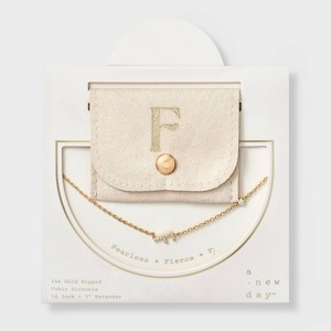 14K Gold Dipped Cubic Zirconia Initial Necklace - A New Day™ - 1 of 4
