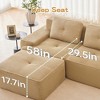 82" 2-Seater Modern Camel L-Shaped Corduroy Fabric Modular Sectional Sofa for Living Room Pearl-like piping - 4 of 4
