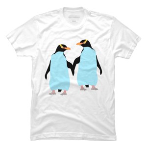 Adult Design By Humans Pride Penguins Holding Hands By mailboxdisco T-Shirt - 1 of 2