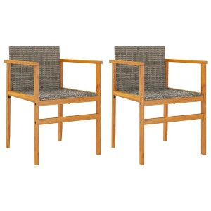 vidaXL Garden Chair Gray PE rattan, solid acacia wood, powder-coated steel - 1 of 4