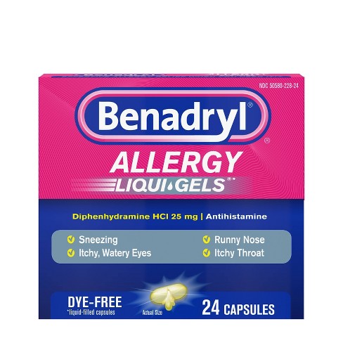 Benadryl Dye Free Allergy Relief Gelcaps Diphenhydramine 24ct Target