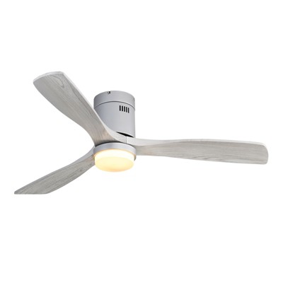 Sofucor 52 Inch Flush Mount Ceiling Fan with Lights and Remote Control, Wood Blades Modern Outdoor Ceiling Fan for Bedroom/Farmhouse/Patio/Indoor