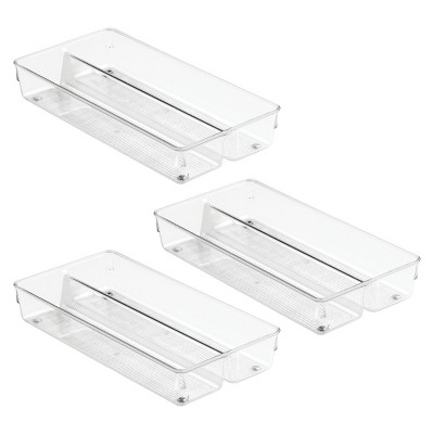 iDesign Divided Drawer Organizer Bin - Set of 3 - Clear