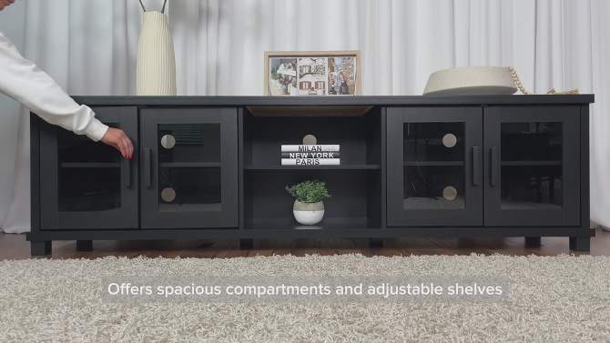 Fremont TV Stand for TVs up to 95" with Glass Cabinets - CorLiving, 2 of 13, play video