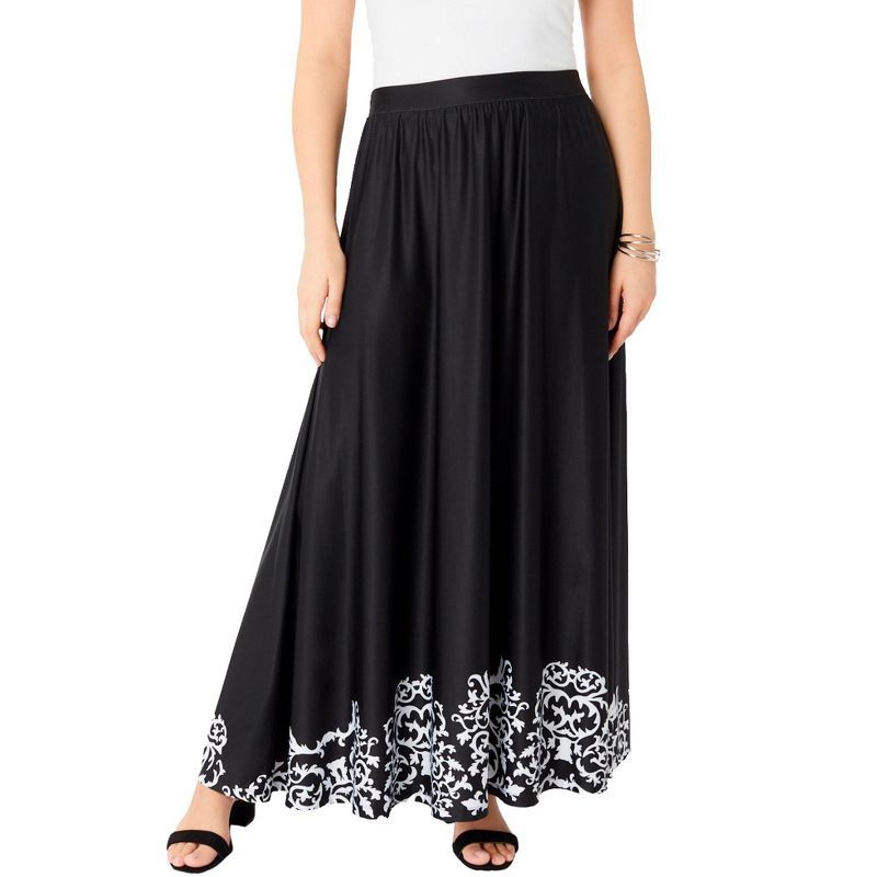 Roaman's Women's Plus Size Ultrasmooth® Fabric Maxi Skirt, 1 of 2