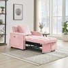 VASIP Velvet Foldable Sofa Bed - 3-Size Adjustable Pull-Out Sleeper with USB Port, Swivel Phone Stand - Modern Convertible Gray Sofa - 3 of 4