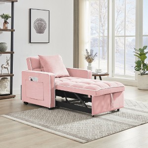 KTMBDW Sofa Bed Chair Convertible, Sleeper Sofa with Pull-Out Bed, 3-in-1 Futon Couch with Reclining Backrest and Side Pocket - 1 of 4