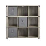 Little Seeds Nova 9 Cube Multipurpose Bookcase with Metal Accents, Gray Oak