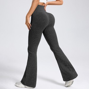 BABYYER Women Ribbed Flare Leggings, High Waist Stretchy Yoga Pants, Lightweight Workout Fitness Trousers - 1 of 4