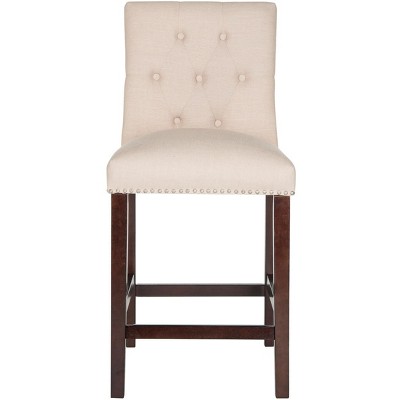Norah Beige Wood and Metal Counter Stools, Set of 2