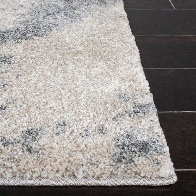 Beige and Grey Abstract Shag Runner Rug, 2'3" x 9'
