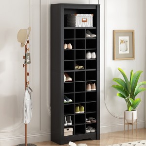 TIRAMISUBEST Stylish Design 30 Shoe Cubby Console, Contemporary Shoe Cabinet with Multiple Storage Capacity, Free Standing Tall Cabinet for Hallway - 1 of 4
