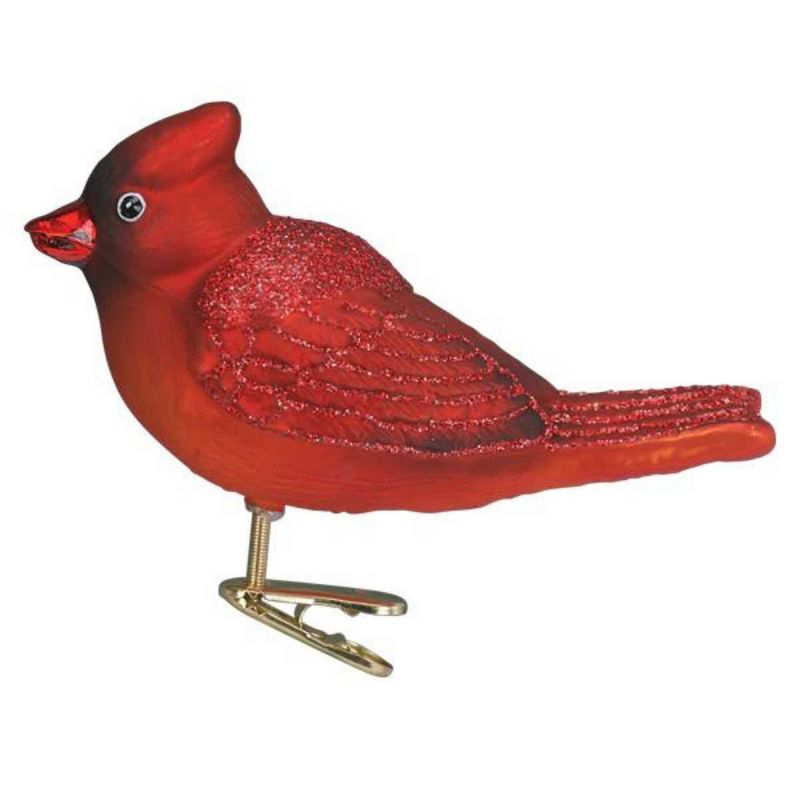 Old World Christmas 2.0 Inch Bright Red Cardinal Ornament Bird Clip-On Tree Ornaments, 3 of 4