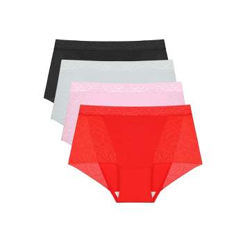 ₪90-Polyester Solid Panties Women Mid Waist Briefs Underwear