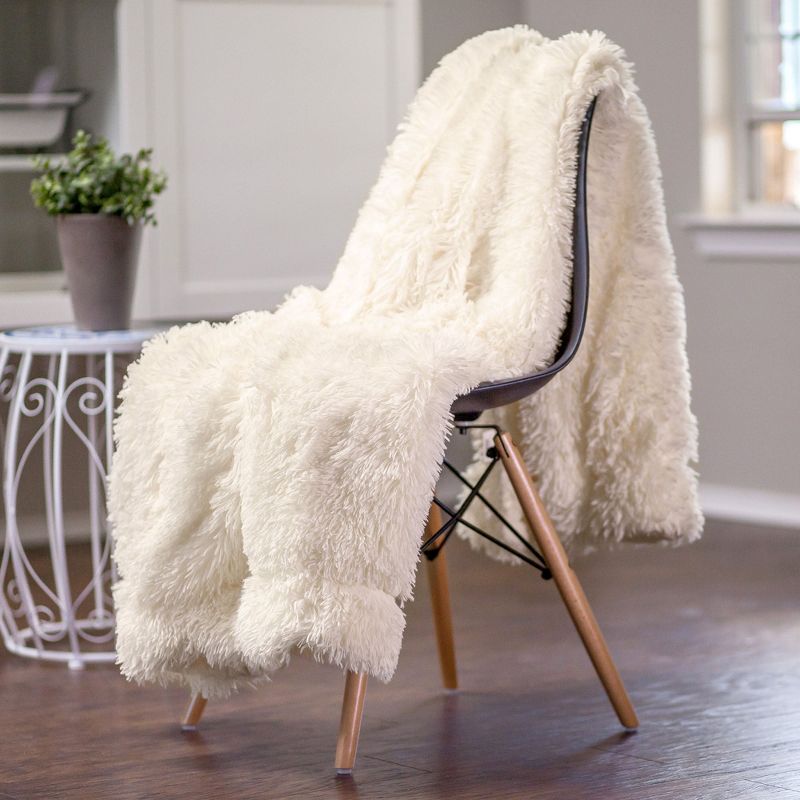 Chanasya Solid Faux Long Fur Fuzzy Throw Blanket, 2 of 8