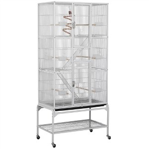 Yaheetech 69"H Extra Large Bird Cage for African Grey Sun Conures Parakeets Cockatiels White - 1 of 4