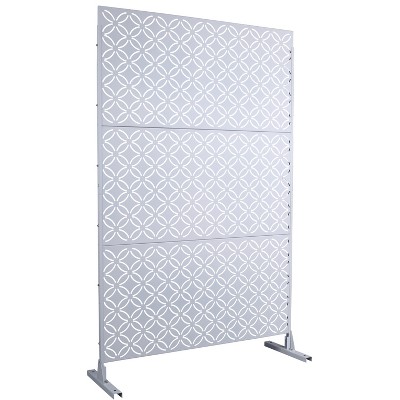 Grungis 76" H×48" W Freestanding Privacy Fence with Petal-Shaped,Outdoor Privacy Screen for Balcony,Patio,Garden
