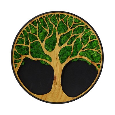 Sevobal Wall Art Life Tree Moss Metal Decor Blending Nature And Elegance Beautifully For Contemporary Spaces, Green, 30"*29"*4.4"