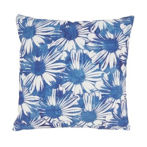 Saro Lifestyle Fresh Floral Outdoor Poly Filled Throw Pillow, 18"x18", Blue - 1 of 3