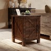 OKD Nightstand with Charging Station, Farmhouse End Table w/Barn Door - 2 of 4