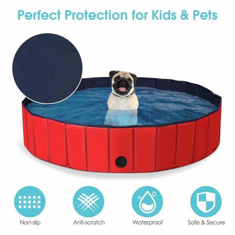 Costway 55'' Foldable Dog Pet Pool Kiddie Bathing Tub Indoor Outdoor Leakproof Portable, 5 of 11