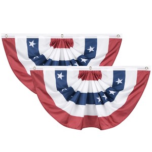 Yescom 1.5x3 Ft USA Pleated Fan Flag Half Fan Banner American Bunting Decoration 2 Pack - 1 of 4