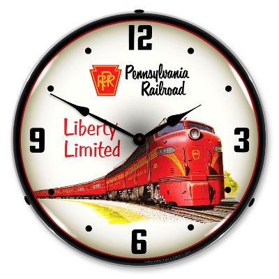 Collectable Sign & Clock | Pennsylvania Railroad Liberty Limited LED Wall Clock Retro/Vintage, Lighted