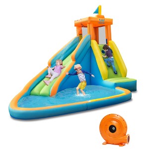 Costway  Kids Bounce House Castle Splash Water Pool W/ 740W Blower - 1 of 4