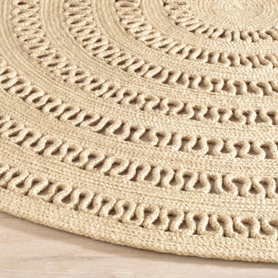 Eclipse Black Round 4' Handwoven Non-Slip Synthetic Rug