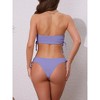 INSPIRE CHIC Women's Bandeau Drawstring Side Tie Ribbed Bikini Sets, Strapless Top Triangle Bottom Swimwear Bathing Suits 1 Set - 3 of 4
