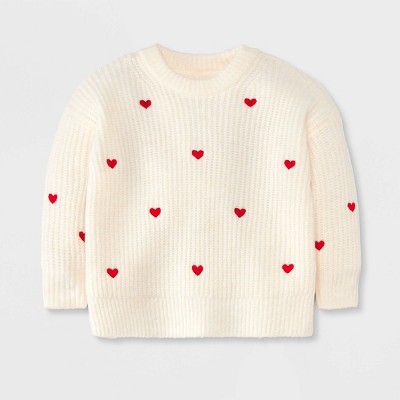 Image of Baby Heart Sweater - Cat & Jack™ Cream 6-9M