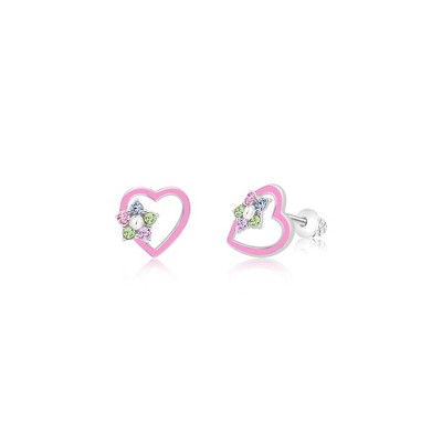 Chanteur Hypoallergenic Kids Jewelry Accessories Heart Star Pink CZ White Gold Palladium Plating Stud Earrings Surgical Titanium Posts