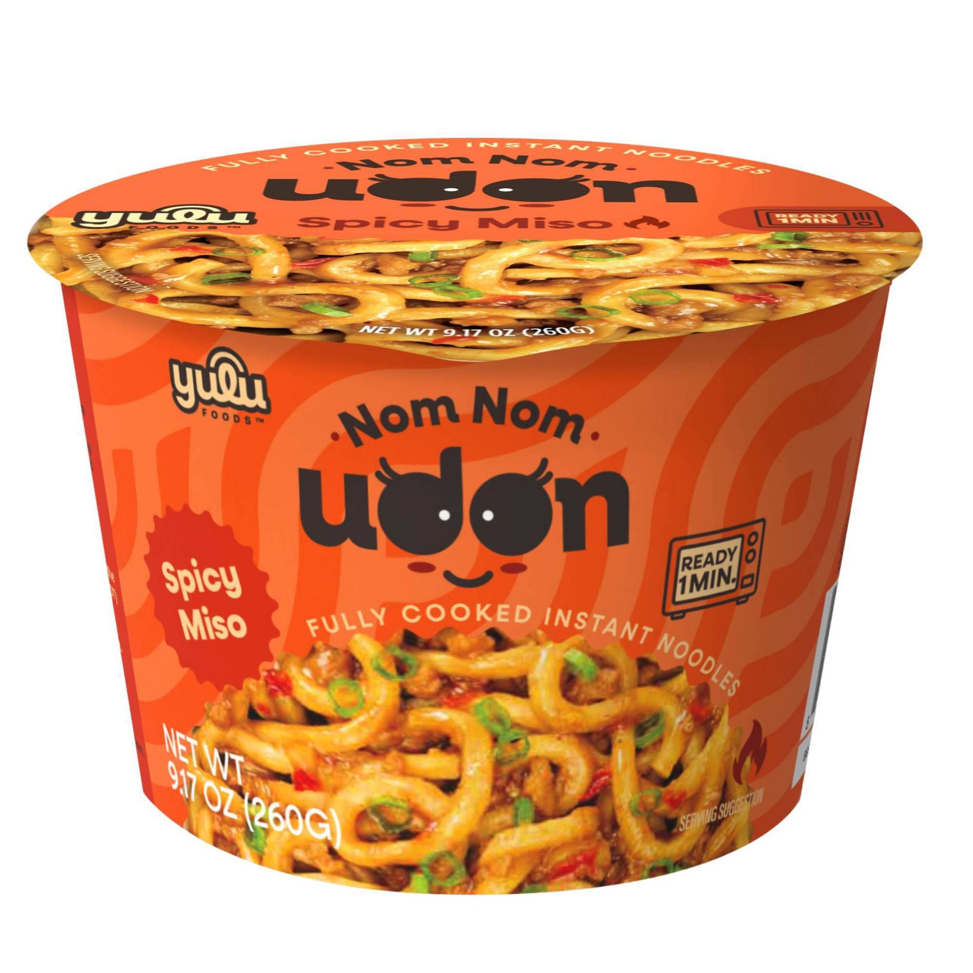 YULU Nom Nom Udon Spicy Miso Flavor Instant Noodles Cup - 9.17oz