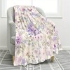 Lomsoe Purple Floral Print Flannel Blanket - All Seasons Soft and Warm Throw Blanket for Napping, Camping, Travel, Office - 4 of 4