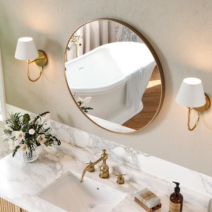 Matte Round Rectangle Bathroom Vanity Mirror, Over-Sink Wall Mirror with HD Tempered Glass and Rust-Resistant Aluminum Frame - 1 of 4